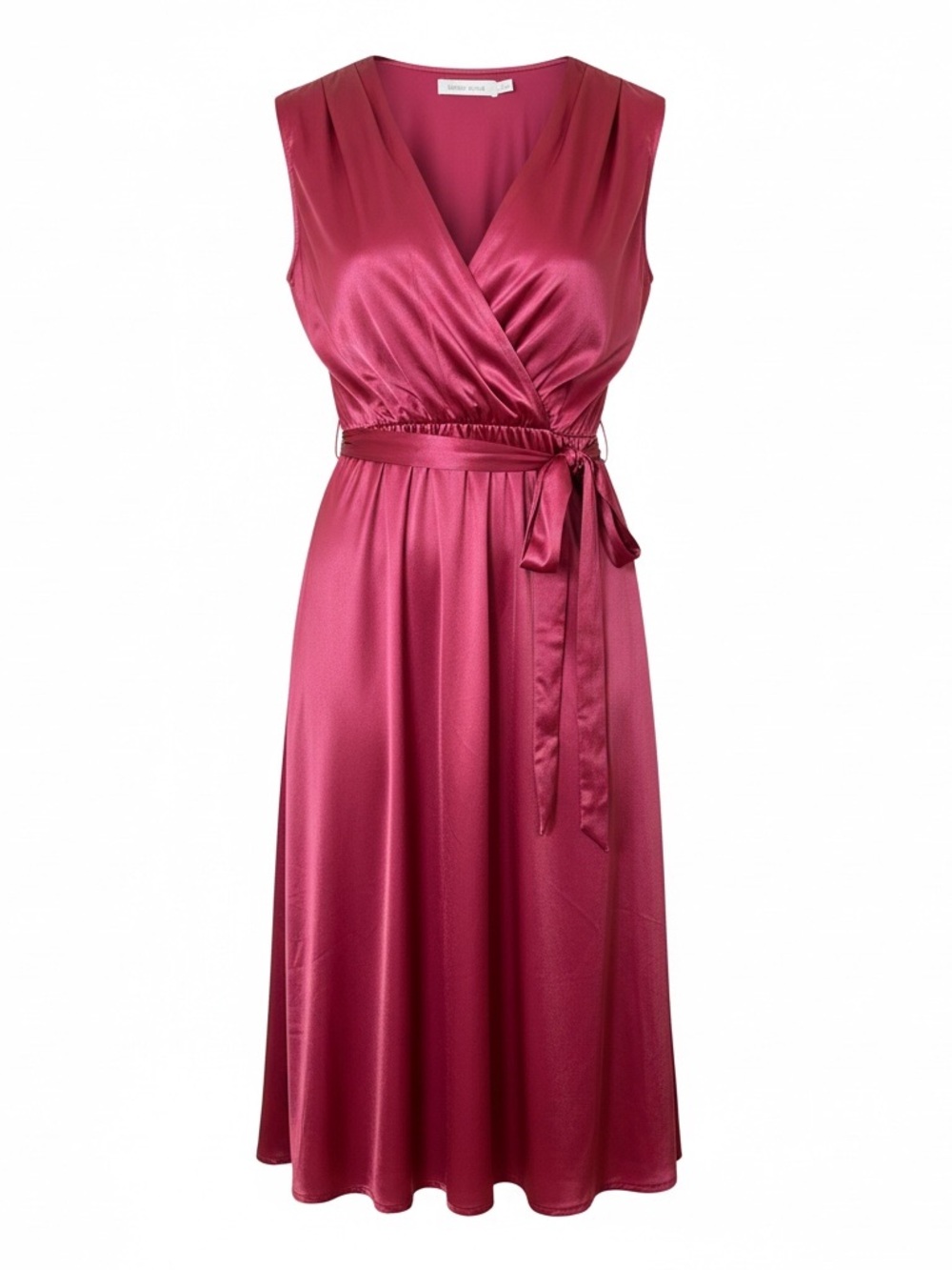Bishop + Young Aeries Wrap Dress Dahlia Red Satin Midi Size M NWT
